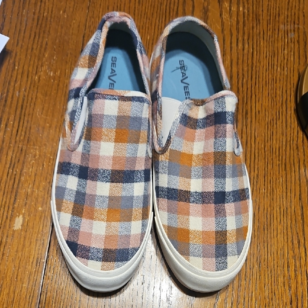 SeaVees Women's Chai Check Flannel Baja Slip On Platform